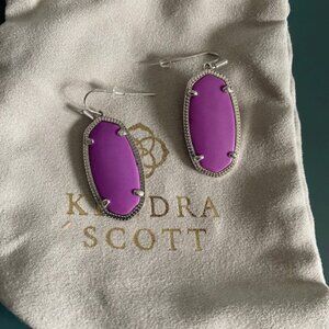 Kendra Scott frame Elle earring in rhodium with royal purple magnesite stone